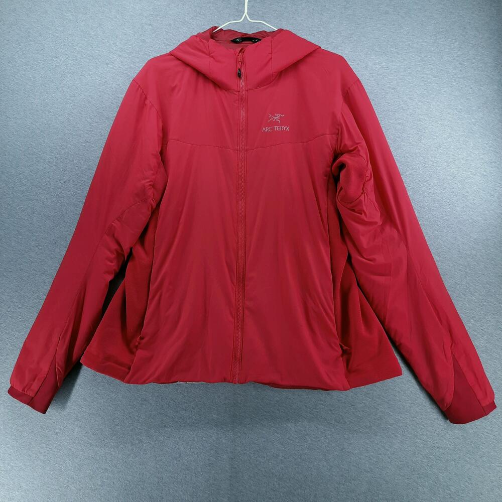 Arc'teryx Jacket Womens XL Red Hooded Insulated Full Zip Hiking Lightweight